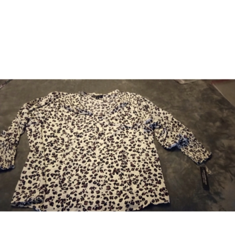 NWT Zac and Rachel Leopard Print Long Sleeve Top size 1X